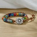 Bohemian 7 Chakra Natural Healing Stone Wrap Leather Bracelet for Women Bra