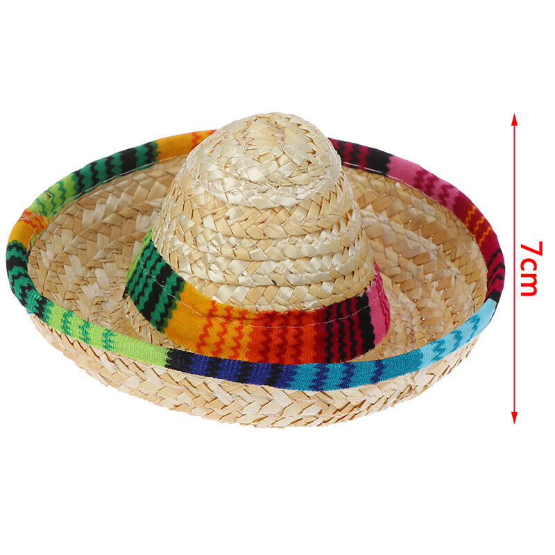 Mini Pet Dogs Straw Hat Sombrero Cat Sun Hat Beach Party Straw Hats Dogs`US