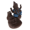 Ceramic Elephant God Smoke Backflow Incense Burner Stick Cone Holder Blue b