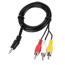 3.5mm Jack Plug To 3 RCA Male Connectors Adapter AV DV TV Audio Video Cable