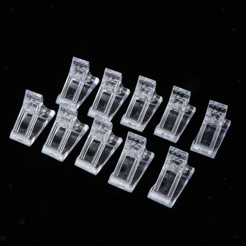 Pack of 10  Pro Nail Tips Clips Sets Finger Poly Quick Building Gel Extension