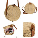 Beach Straw Bags Retro Rattan Hand Bag Cross Body Bohemia Small Round Bag W