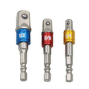 6xSocket Bit Adapter Hex Drill Nut Driver Power Extension Bar 1/4" 3/8" 1/2"