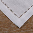 15 pieces White Linen/Cotton Hemstitched Cocktail Napkins Cloth Coasters