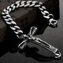 Men's Stainless Steel Jesus Crucifix Cross Curb Link Bracelet Chain 8 inch  C3A5