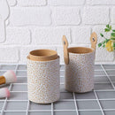 Elegant Leather Makeup Brush Holder Cosmetic Pens Storage Organizer (White) A