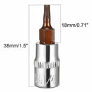 2Pcs 1/4-Inch Drive T15 Torx Bit Socket, S2 Steel