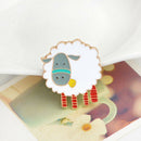 Cartoon Sheep Animal Brooch Metal Pin Button White Wool Bag Jacket T-Shirt  C4C3