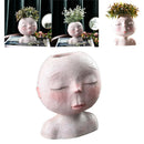 Girl Face Head Statue Planter Garden Plant Pot Cactus Flowerpot Desktop