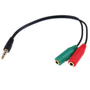 3.5mm Stereo Audio Male to 2 Female Headphone Mic Y Splitter Cable Adapter Ew