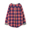 Autumn Casual Women Blouses O-neck Plaid Splicing Loose Tops (Grey)(S)
