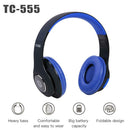 TC-555 Stereo Wireless Bluetooth Headphone Over-Ear Folding Headset (Blue)