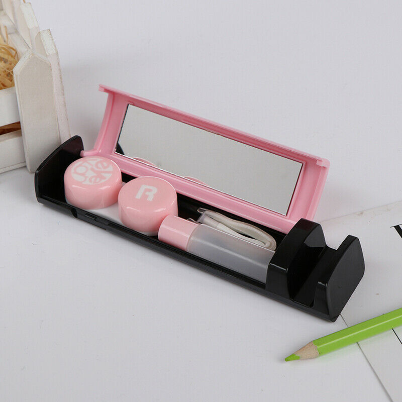 Contact Lens Case with Mirror Container Cute Lovely Travel Kit Box Phone Holder-