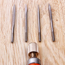 DIY Leather Handle 4 in 1 Stitching Lacing Scratch Awl Tool Hardwood Handle