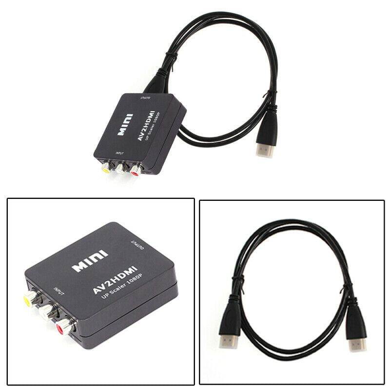 Composite AV CVBS 3RCA to HDMI Video Converter 1080p Upscaler with Power SKS