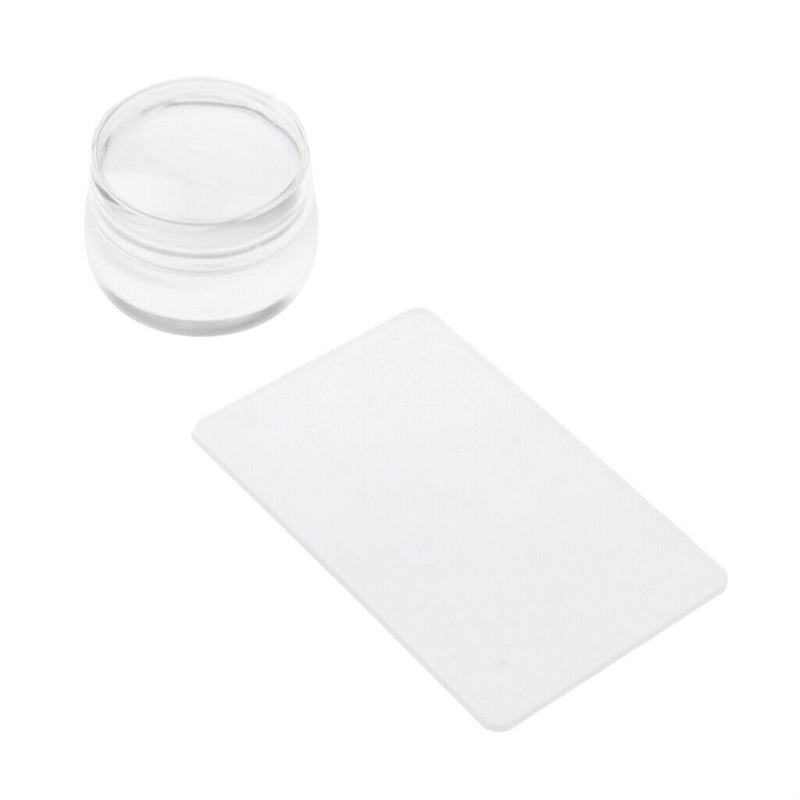 4cm Chunky Clear Jelly Transparent Soft Stamper and Scraper Set - Nail Art