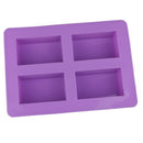 4 Cavity Silicone Rectangle Soap Making Mould Candy Fondant Cake Chocolate