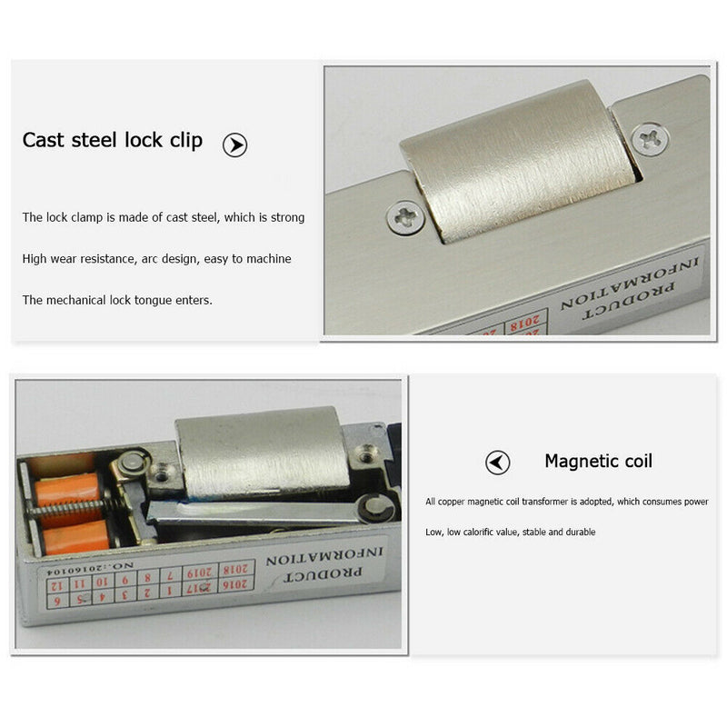 DC 12V Electric Bolt Lock Smart Guard Cathode Strike Lock Door Access (NO) A