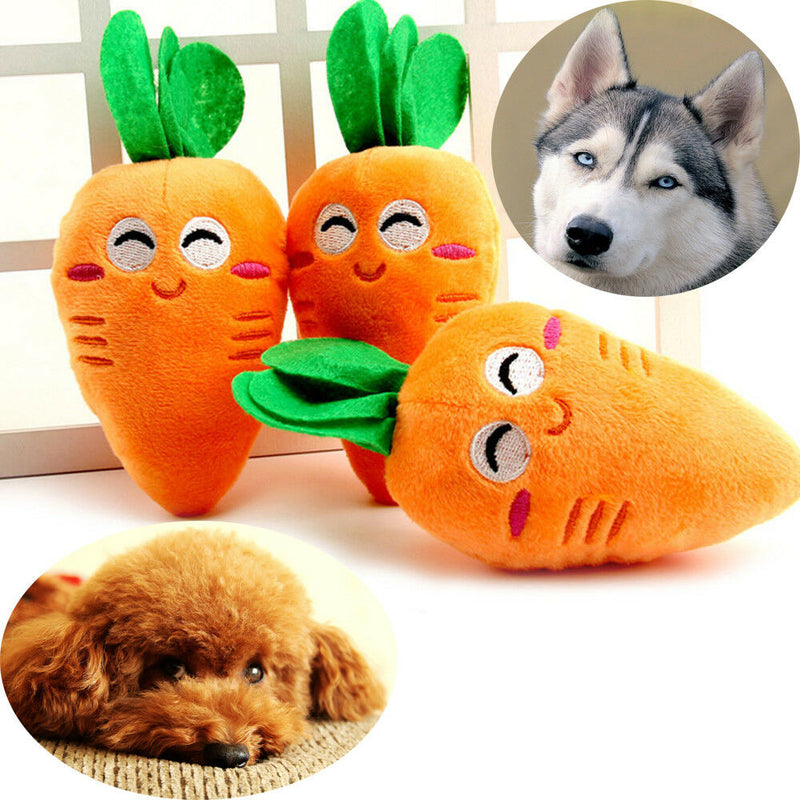 Cute Puppy Pet Supplies Carrot Plush Chew Squeaker Sound Squeaky Soft Dog Toys--
