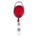 Oval retractable reel and name plate clip
