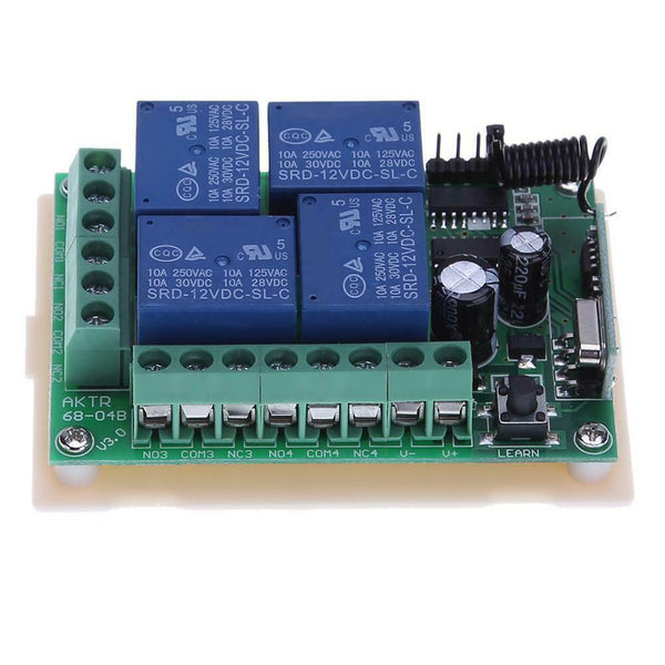 12V 4CH Relay Wireless Remote Control LED Lamp Switch Transceiver 433MHz