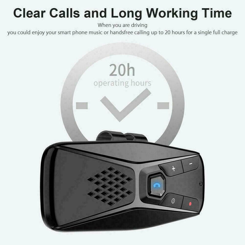 Hand Free BT 5.0 MP3 Player Multipoint Speakerphone Visor Sun Bluetooth Car N7E2