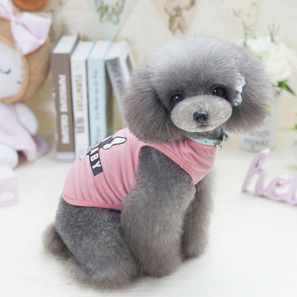 Cute Pattern Pet Puppy Dog Cat Pet Clothes Dress Vest T Shirt  Pink L