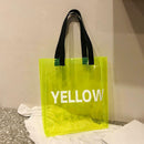Transparent PVC Shopping Tote Women Shoulder Beach Travel Handbags (Yellow) A