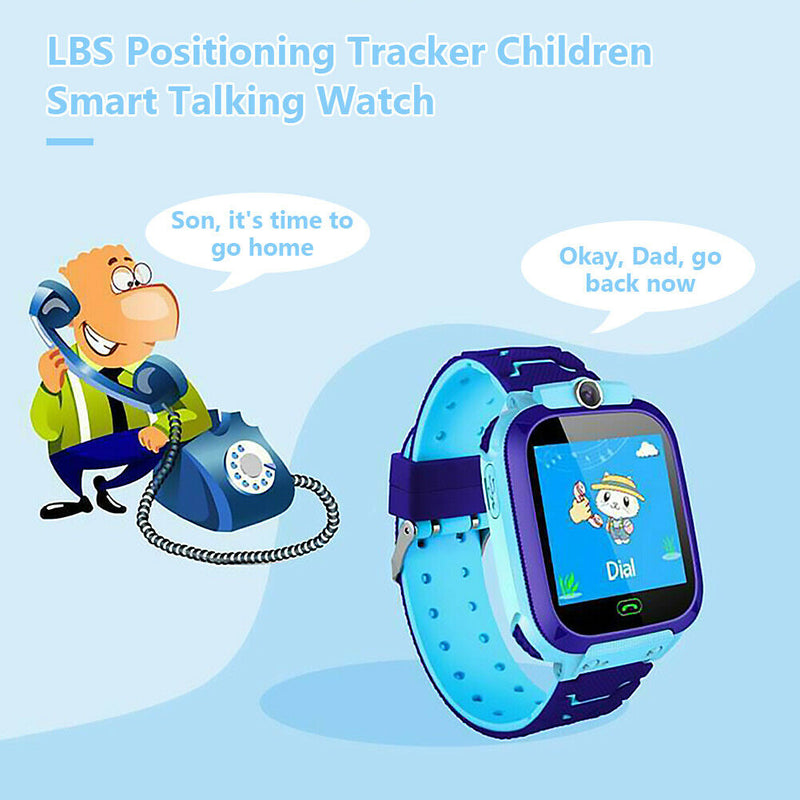 Q12 Non-Waterproof Heart Rate LBS Locator Kids Smart Watch Phone (Blue) A