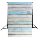 5x7FT Vinyl Photography Backdrop Photo Background, Blue+white striped wood