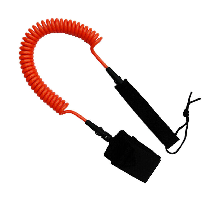 Surfing Sports Orange Coiled SUP Surfboard Leash with Ankle Strap 8ft or 2.44m