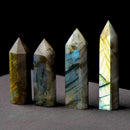 Natural Labradorite Moonstone Quartz Crystal Point Rock Healing Wand Stone US!!