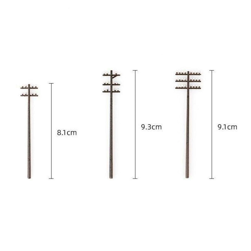 3pcs 1/87 Electric Line Poles Telephone Poles SCENERY Building Accessories