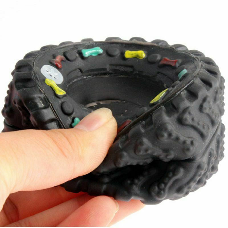 Rubber Dog's Toys Tyre Treads Tough Dog Toys Pet Chew Squeaky Toys for Dog  X5V6