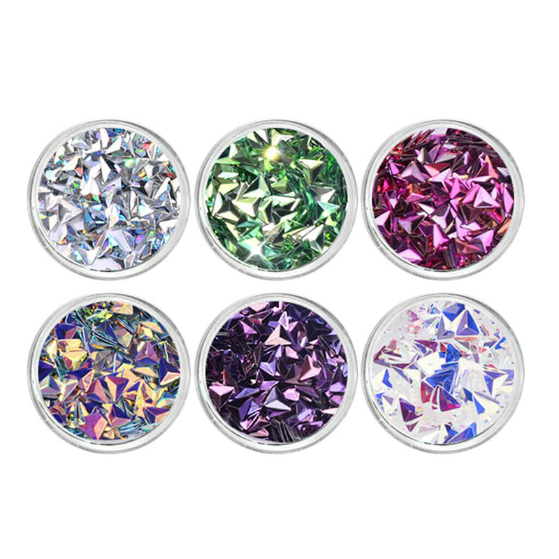 6 Colors Holographic Chunky Triangle Glitter Sequins Beauty Festival Glitter