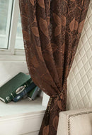 Modern Leaf Window Curtain Drape Panel Screen Tulle Sheer Valance Dark Coffee