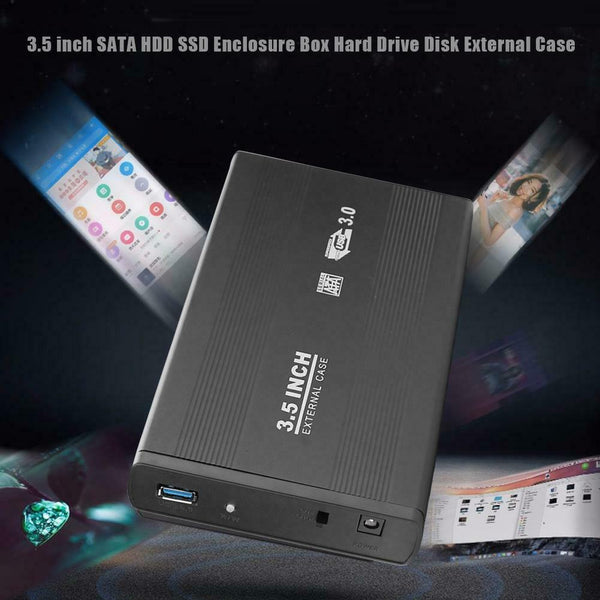 3.5 inch SATA HDD SSD Enclosure Box Hard Drive Disk External Case (USB3.0)