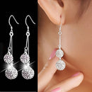 Women Luxury Full Crystal Double Balls Earrings Hook Dangler Drop Earrings  Z