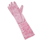 Pink Pleat Satin Long Bridal Gloves H2C3