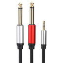 1.8m 3.5mm Male to Dual 6.35mm Male Audio Cable for Mixer Amplifier Speaker