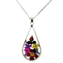 Pressed Flower Teardrop Pendant Necklace