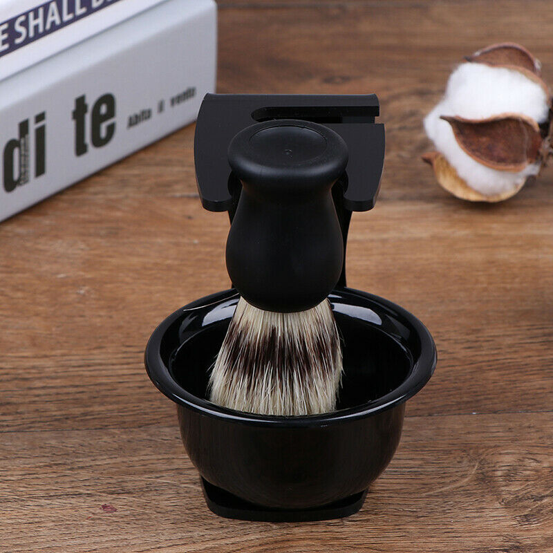 3 In 1 Shaving Soap Bowl With Brush And Stand Bristle Hair Shave Brushes Mug FT
