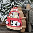 Wooden Christmas Calendar Pendant Santa Claus Driving Desktop Ornament Gift