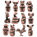 2Pcs Copper Chinese Twelve Zodiac Incense Stick Stand Burner Rat &Dragon