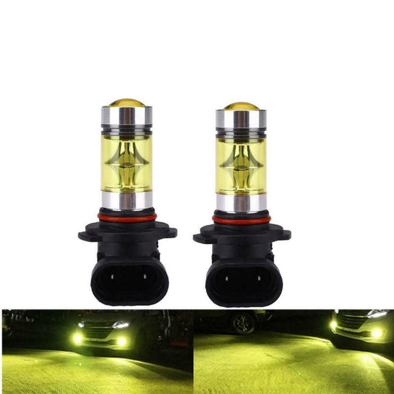 Pair H10 9145 100W LED Fog DRL Driving Lights Car Head Light Bulbs Yellow