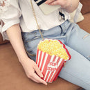 Woman Cupcake Hamburger Chain Bag Popcorn Crossbody Messenger Bag (Popcorn