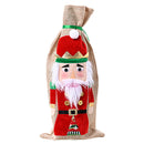 Linen Wine Bottle Covers Dust Bag Santa Claus New Year Decorations (Red)