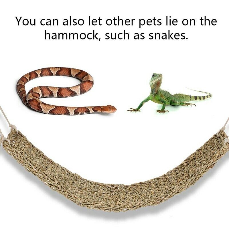 Reptile Lizard Lounger Bearded Dragon Hammock,Grass Fibers Hammock Bed For  D6D4