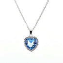 Ocean Heart Pendant Necklace Women Crystal Rhinestone Jewelry Accessory GifRCES