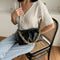 Women Pleated Shoulder Bag Chain Totes PU Cloud Messenger Handbag (Black)